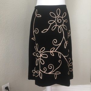 Ann Taylor Loft black & tan  ribbon skirt Women's
